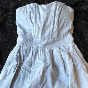 H&M Strapless Blue Linen Dress